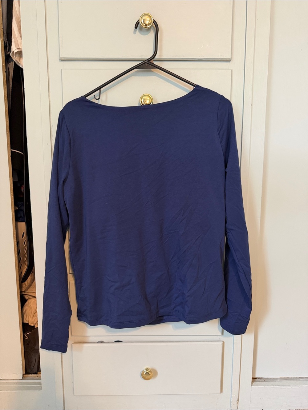 Abercrombie & Fitch Women's Long Sleeve Boatneck low back Top - Deep Blue